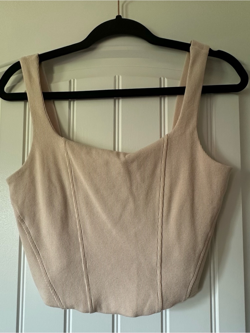 BKE Scoop Neck Ribbed Tank Top in Light Neutral